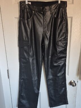GAP Black Vegan Leather Cargo Pants